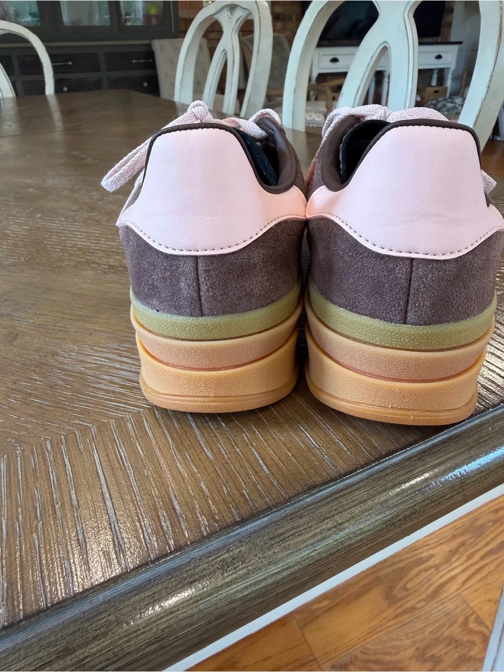 Adidas Gazelle Suede Platform Sneakers in Brown and Pink - Picture 7 of 10